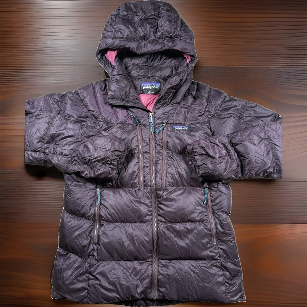 Patagonia Fitz Roy Down Hoody Jacket Womens Small Purple Puffer 800-Fill